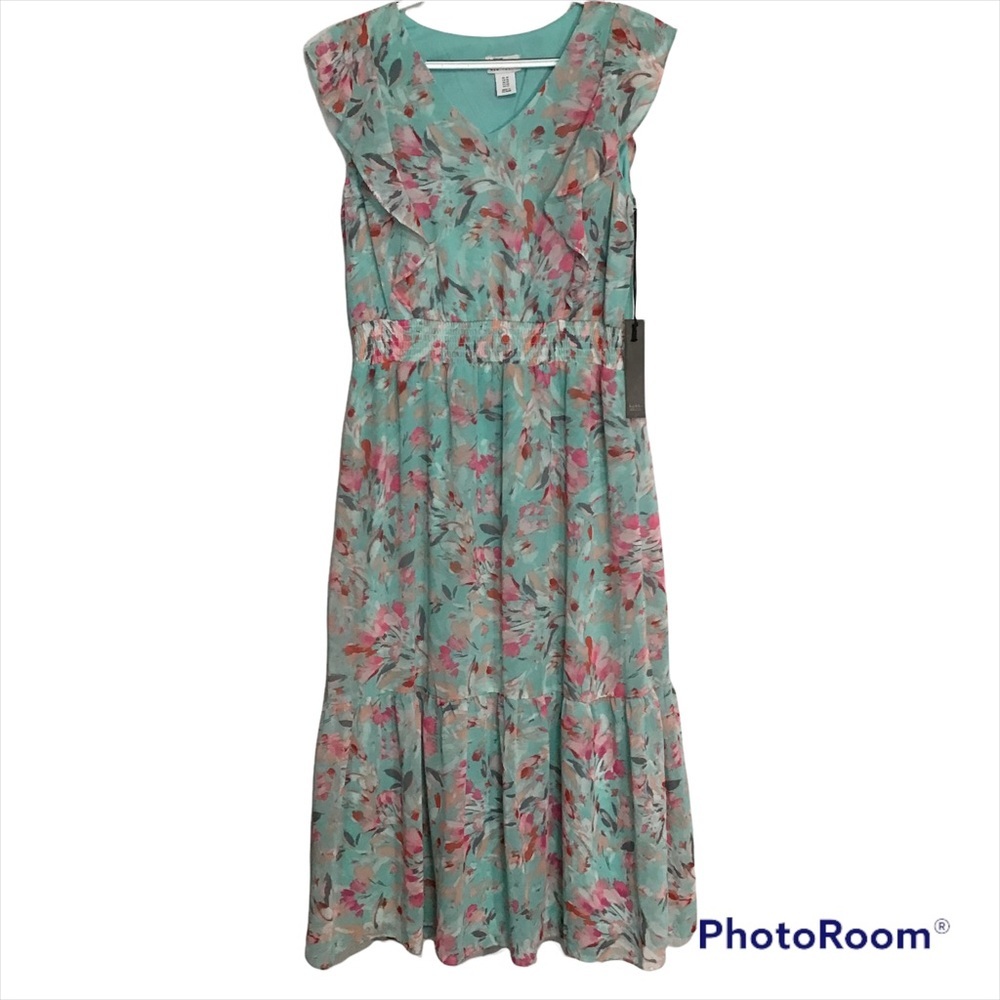 NWT Nicole Miller Watercolor Floral Maxi Dress size 10